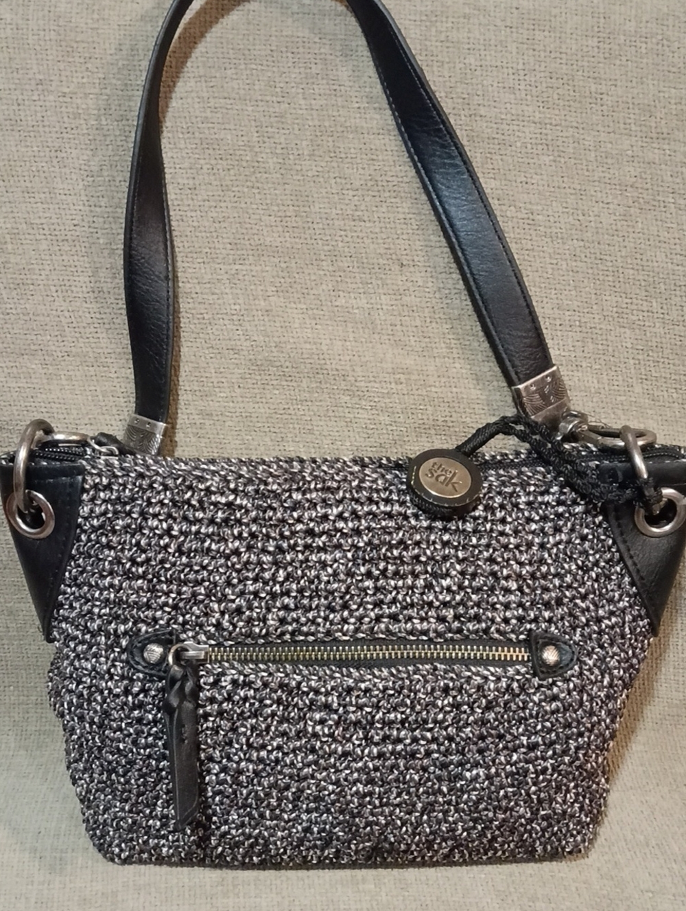 The Sak Black & Silver Woven Shoulder Bag